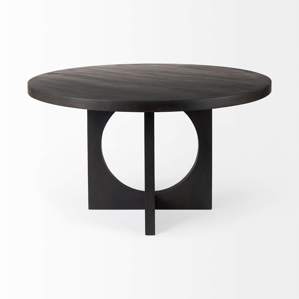 MERCANA LIESL BLACK WOOD CIRCULAR DINING TABLE 69185