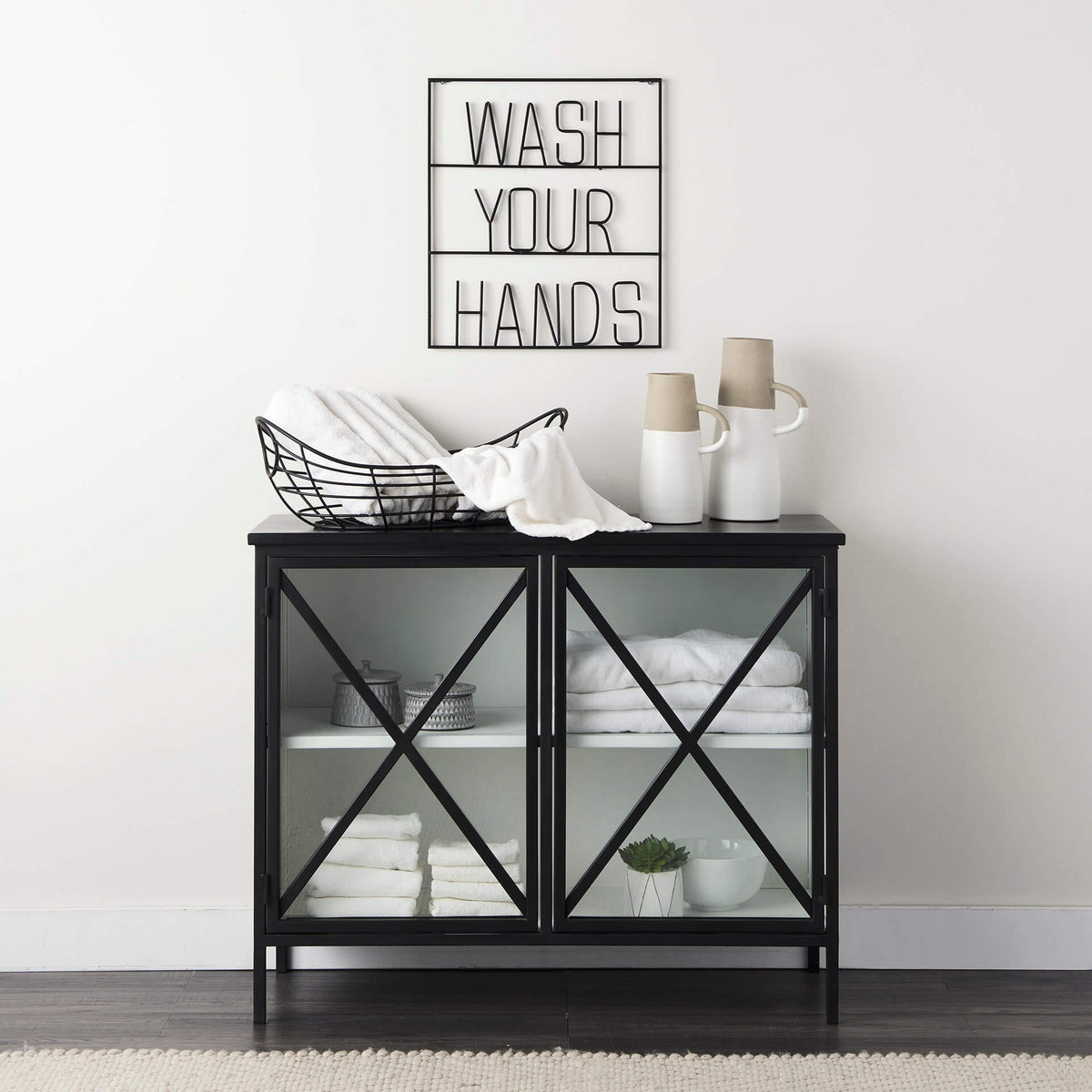 MERCANA AURELIA DARK IRON TWO DOOR CABINET  69265