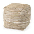 MERCANA AALIA BEIGE LEATHER AND JUTE POUF 69503