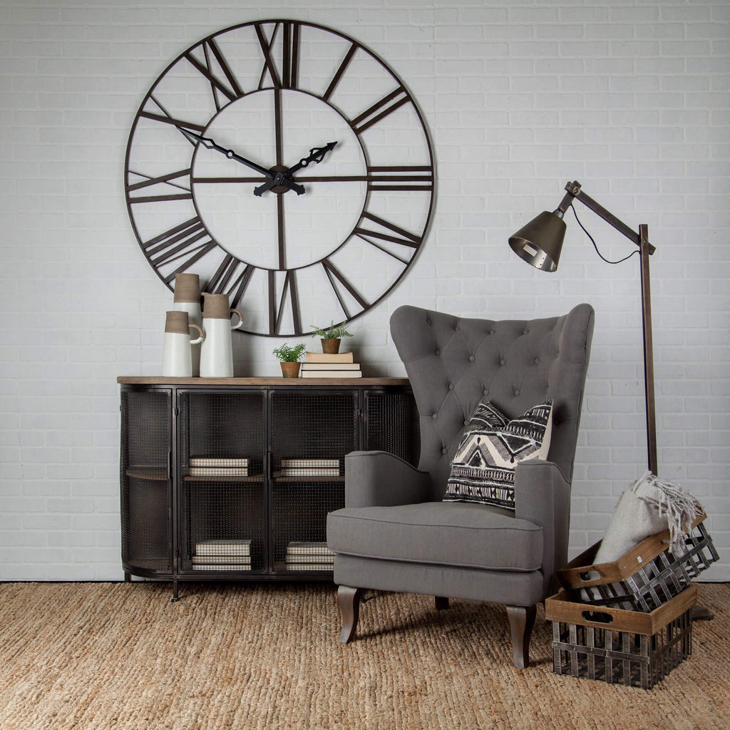 MERCANA PENDER 50" BLACK IRON WALL CLOCK 63172