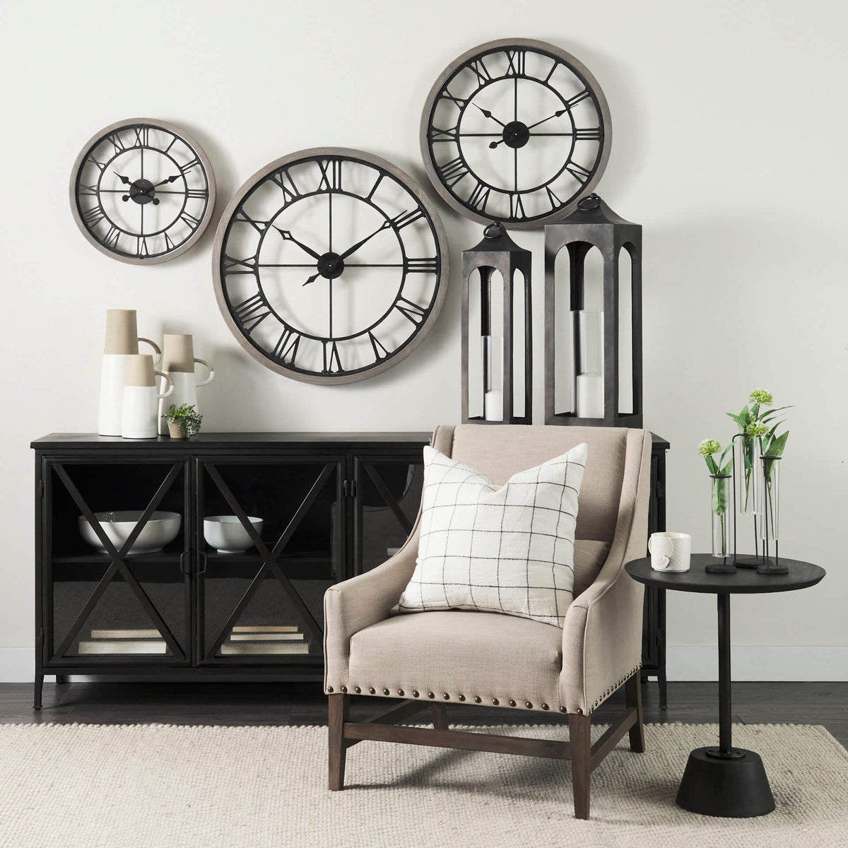MERCANA POPPY BLACK METAL WITH GLASS DOOR SIDEBOARD 50524