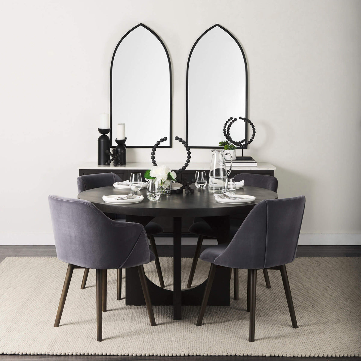 MERCANA LIESL BLACK WOOD CIRCULAR DINING TABLE 69185