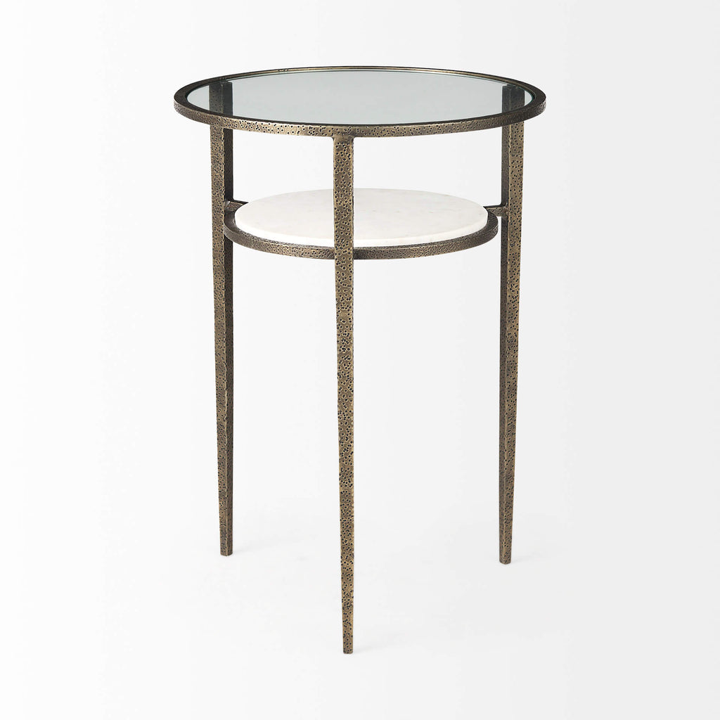 MERCANA FELICITY ANTIQUE GOLD BASE SIDE TABLE 69254-AB