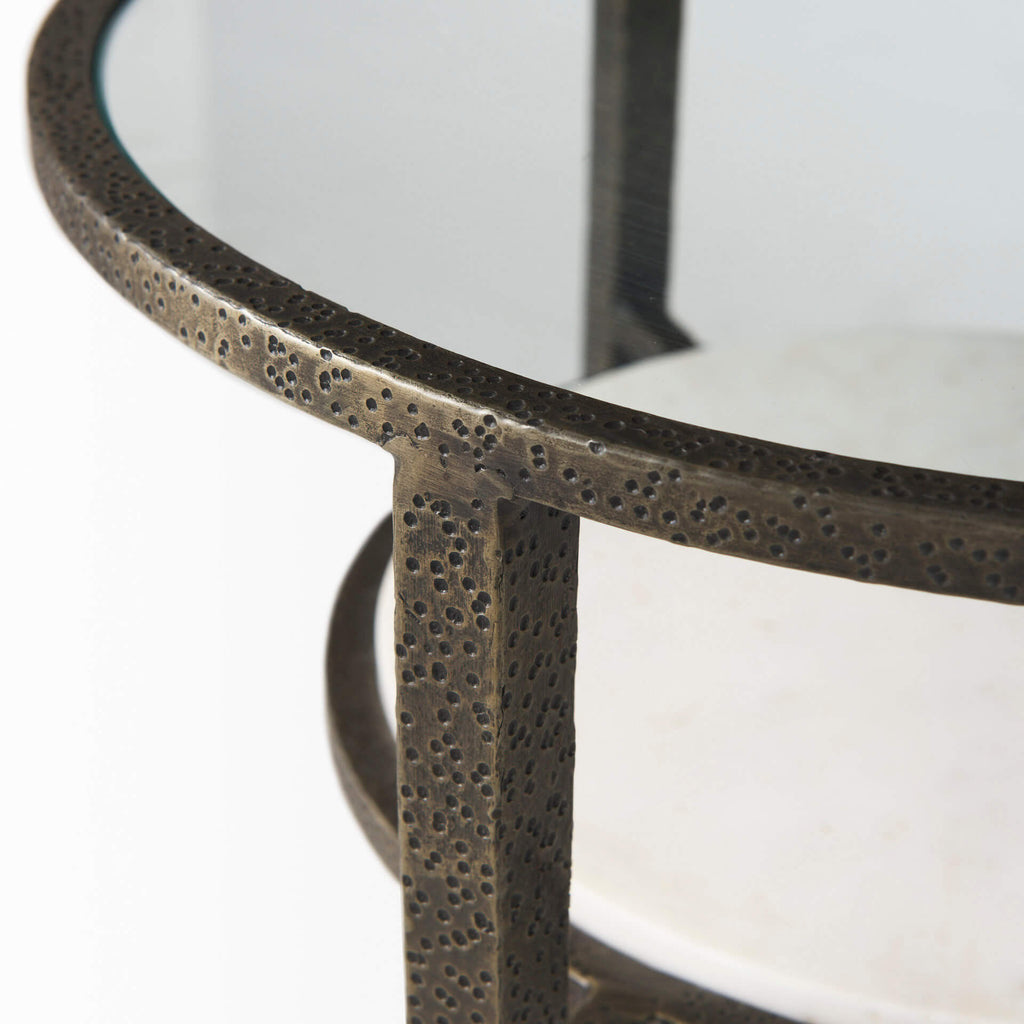 MERCANA FELICITY ANTIQUE GOLD BASE SIDE TABLE 69254-AB