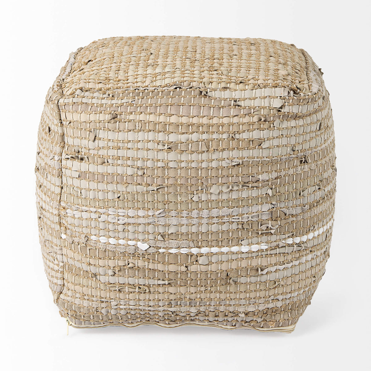 MERCANA AALIA BEIGE LEATHER AND JUTE POUF 69503