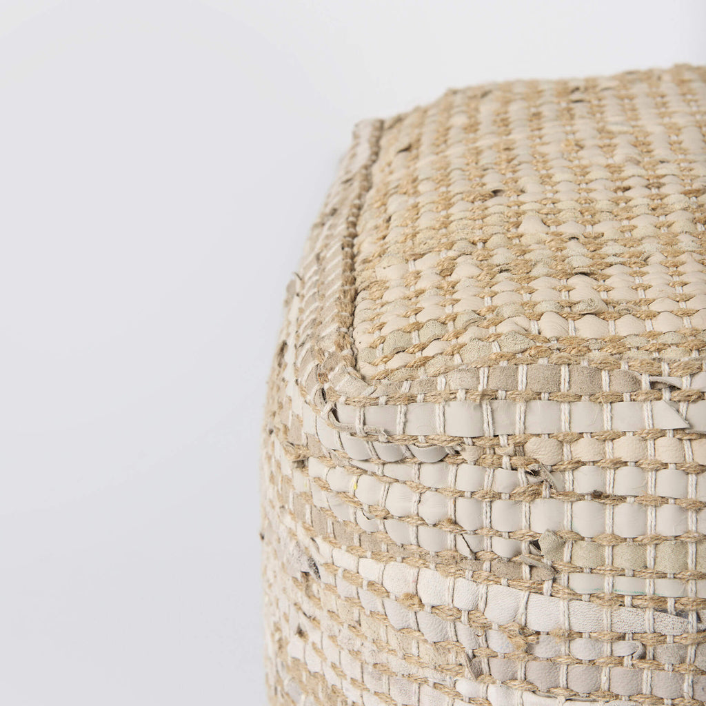 MERCANA AALIA BEIGE LEATHER AND JUTE POUF 69503