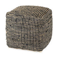 MERCANA AALIA CHARCOAL LEATHER AND JUTE POUF 69561