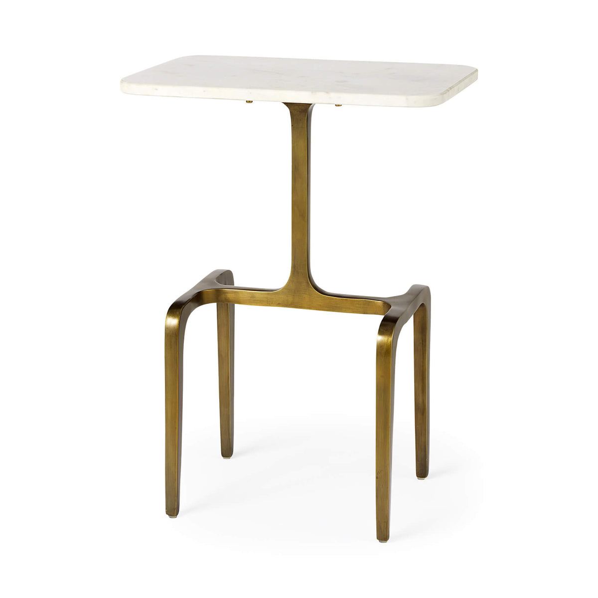 MERCANA PRESTON WHITE MARBLE TOP ACCENT TABLE 69672