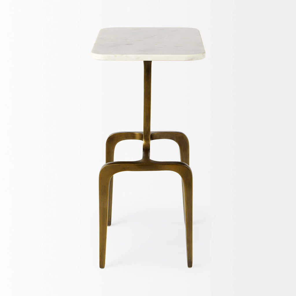 MERCANA PRESTON WHITE MARBLE TOP ACCENT TABLE 69672