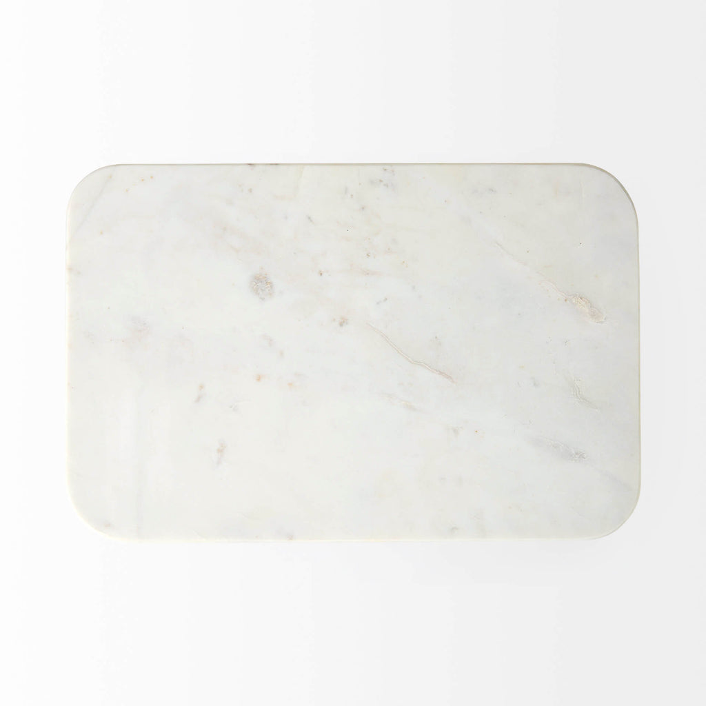 MERCANA PRESTON WHITE MARBLE TOP ACCENT TABLE 69672