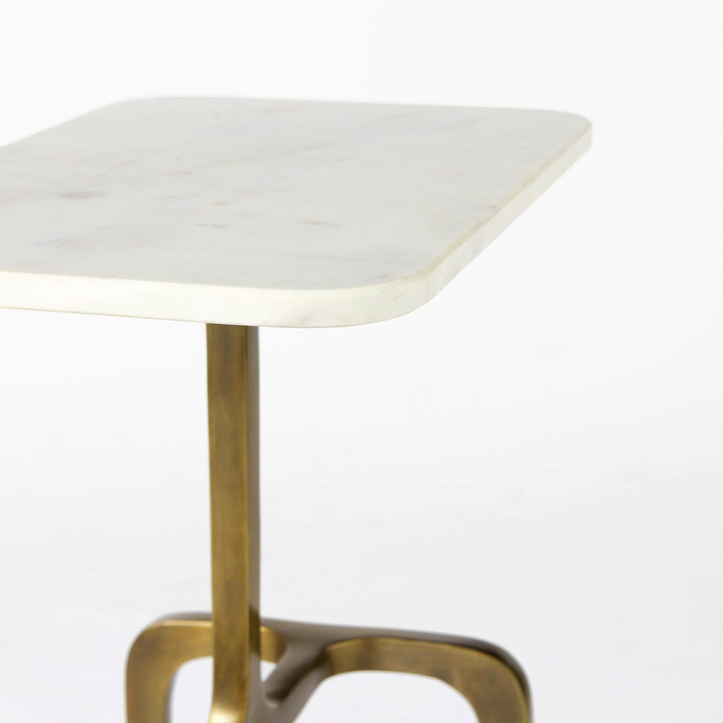MERCANA PRESTON WHITE MARBLE TOP ACCENT TABLE 69672