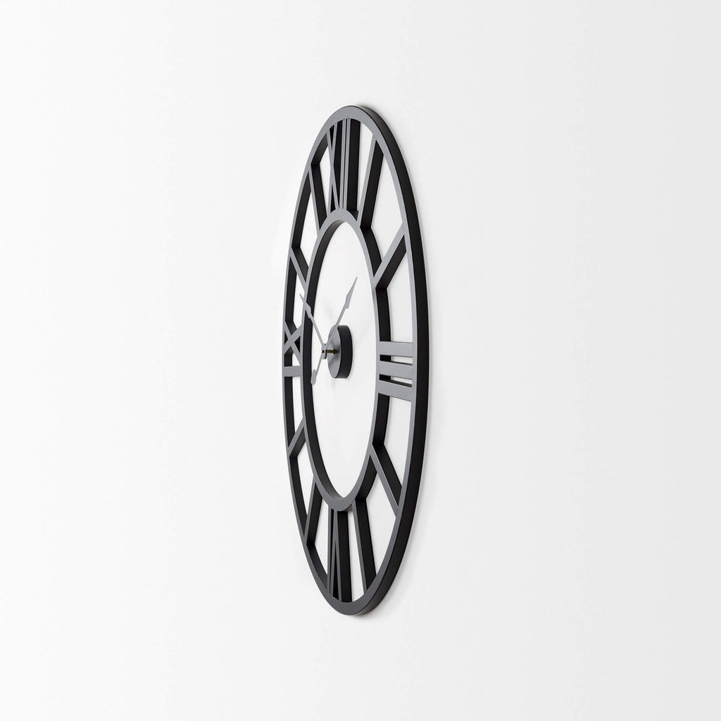 MERCANA STOKE 30" BLACK IRON WALL CLOCK 69657