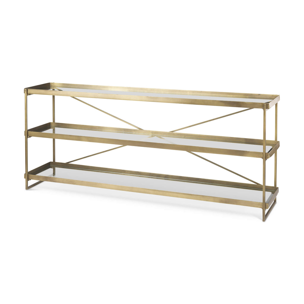 MERCANA TREY GOLD METAL AND GLASS CONSOLE 69782