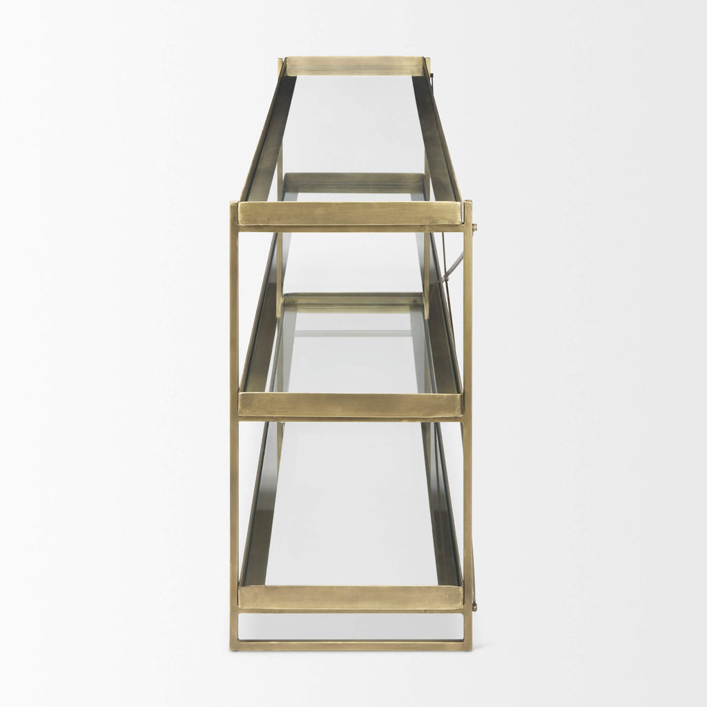 MERCANA TREY GOLD METAL AND GLASS CONSOLE 69782