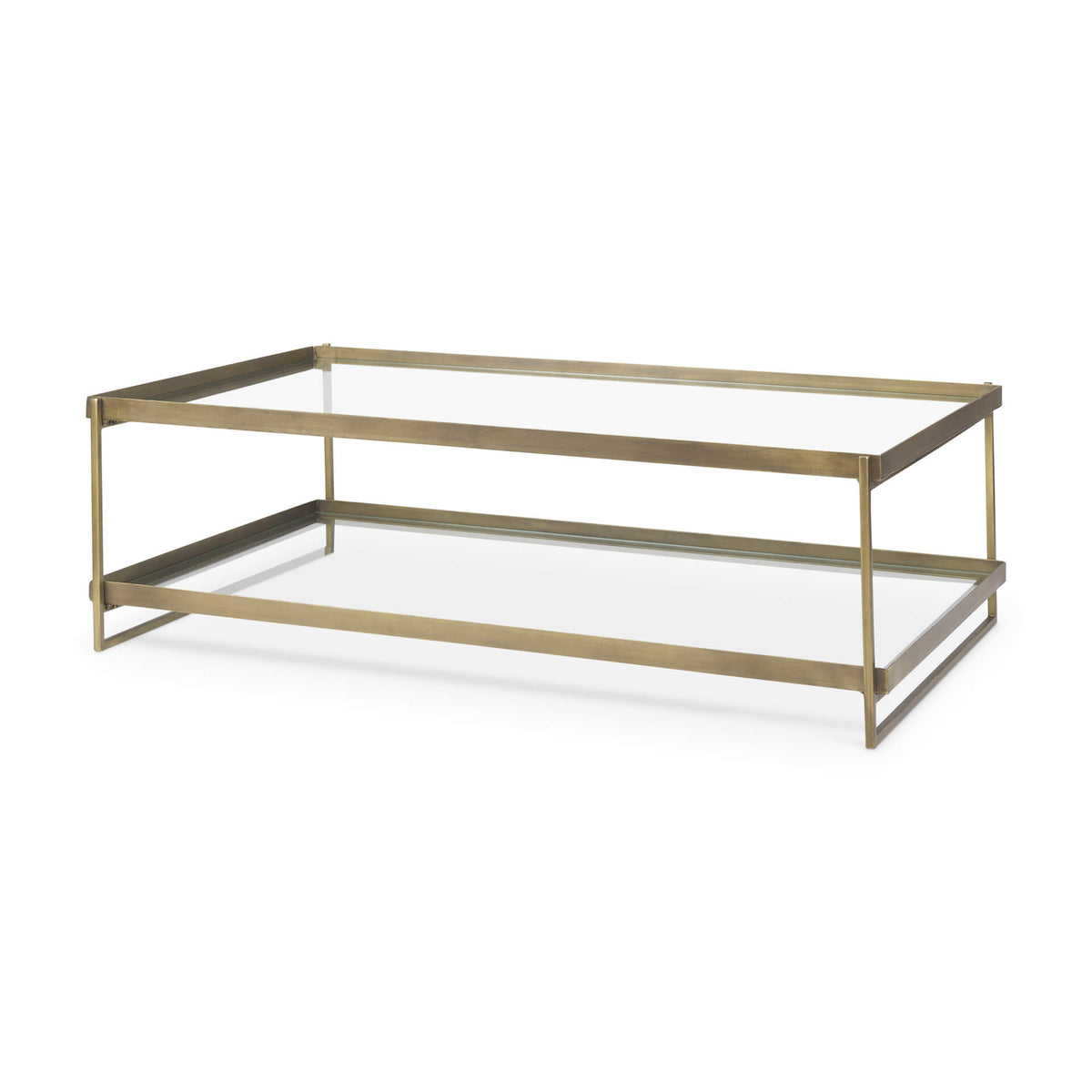 MERCANA TREY GOLD METAL AND GLASS COFFEE TABLE 69783