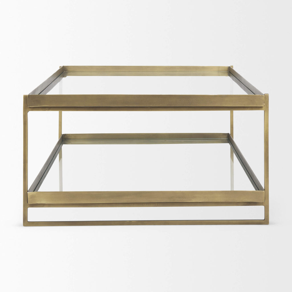 MERCANA TREY GOLD METAL AND GLASS COFFEE TABLE 69783