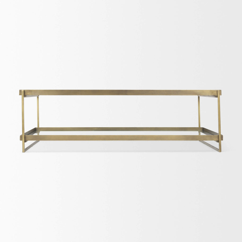 MERCANA TREY GOLD METAL AND GLASS COFFEE TABLE 69783