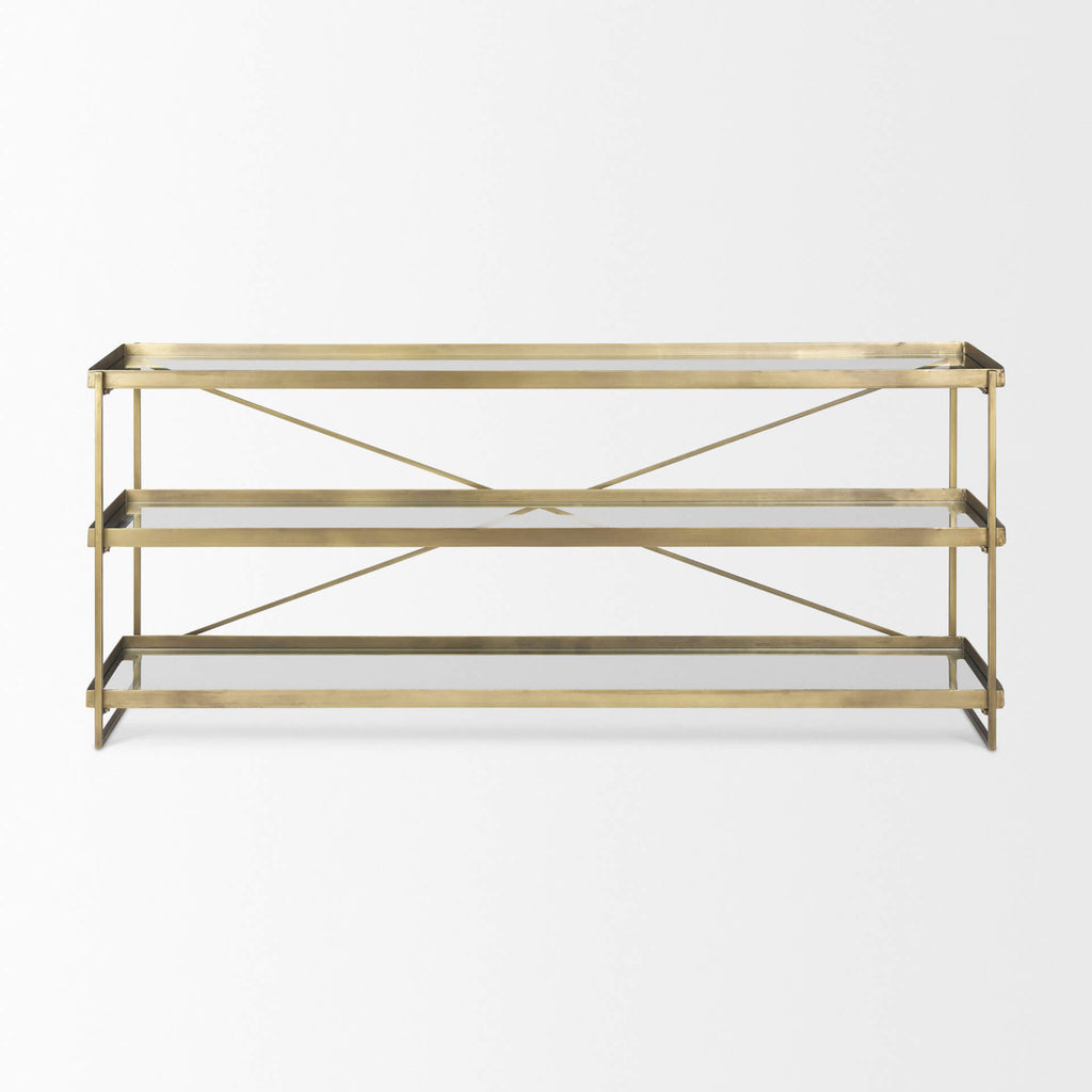 MERCANA TREY GOLD METAL AND GLASS CONSOLE 69782