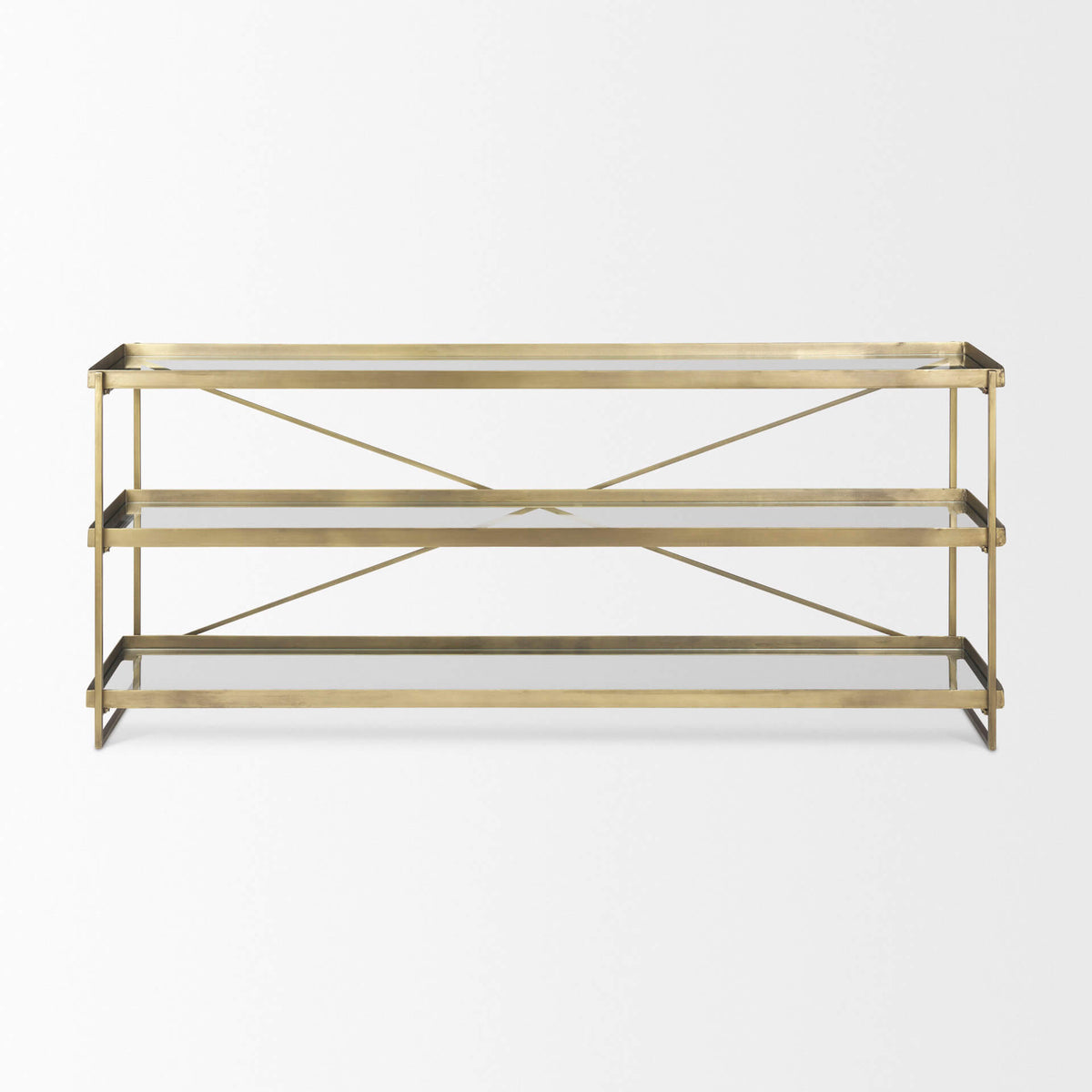 MERCANA TREY GOLD METAL AND GLASS CONSOLE 69782