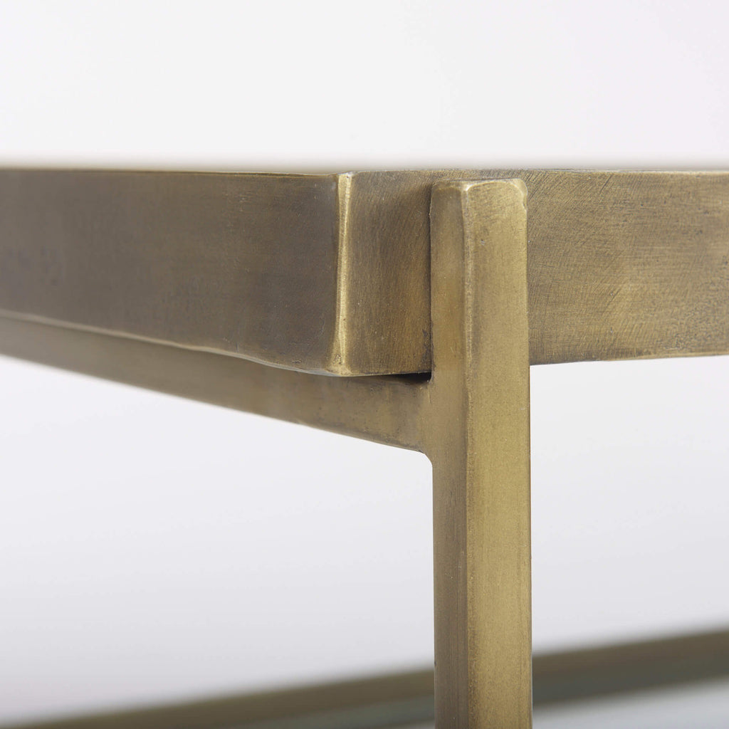 MERCANA TREY GOLD METAL AND GLASS COFFEE TABLE 69783