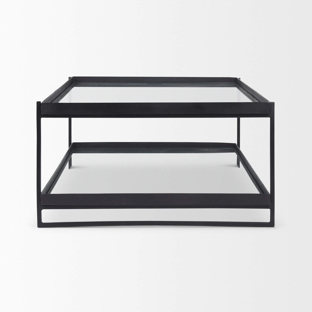 MERCANA TREY BLACK METAL AND GLASS COFFEE TABLE 69786