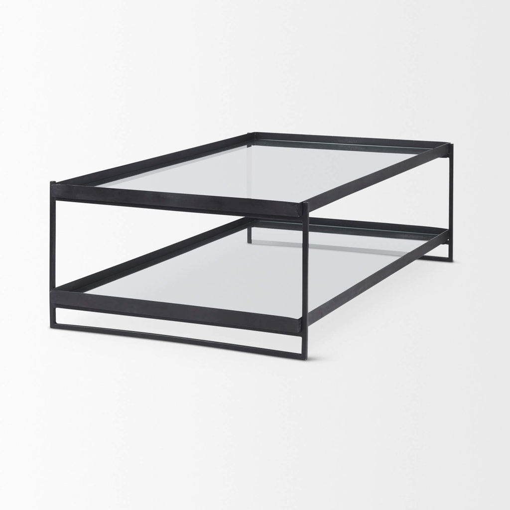 MERCANA TREY BLACK METAL AND GLASS COFFEE TABLE 69786
