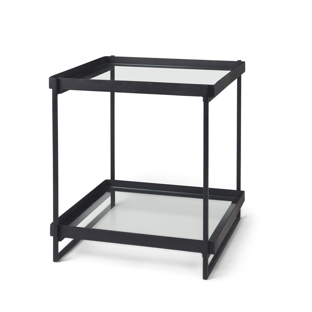 MERCANA TREY BLACK METAL AND GLASS END TABLE 69787