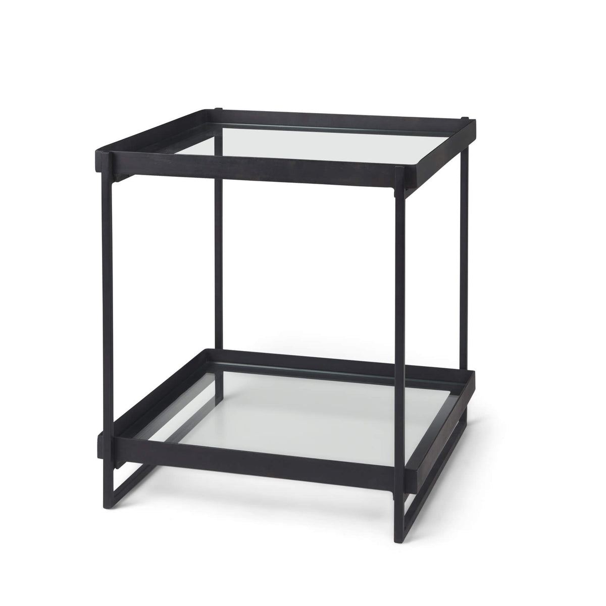 MERCANA TREY BLACK METAL AND GLASS END TABLE 69787
