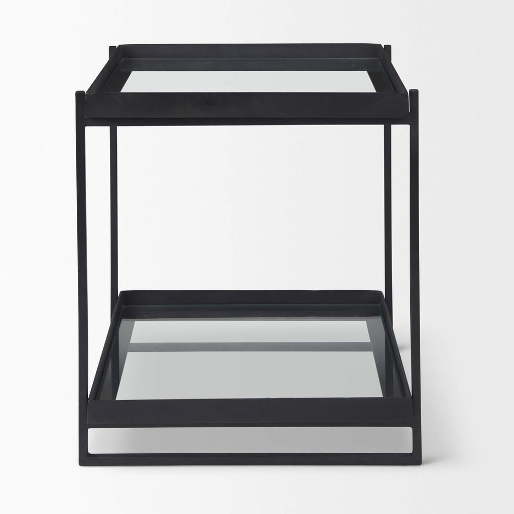 MERCANA TREY BLACK METAL AND GLASS END TABLE 69787