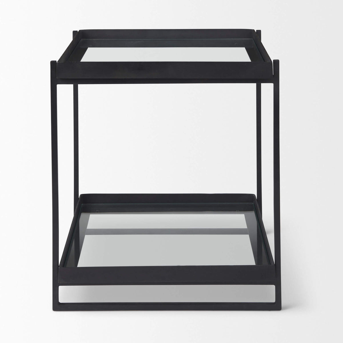MERCANA TREY BLACK METAL AND GLASS END TABLE 69787