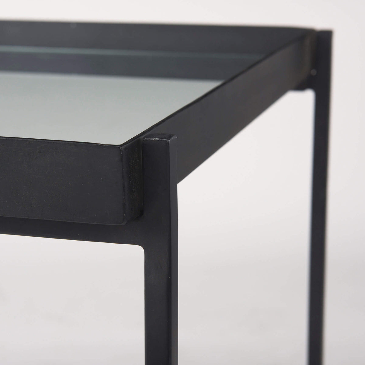 MERCANA TREY BLACK METAL AND GLASS END TABLE 69787