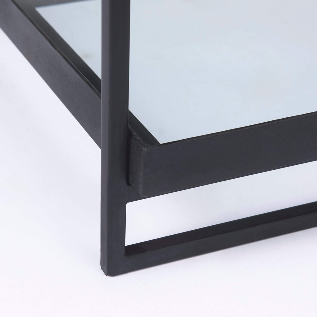 MERCANA TREY BLACK METAL AND GLASS END TABLE 69787