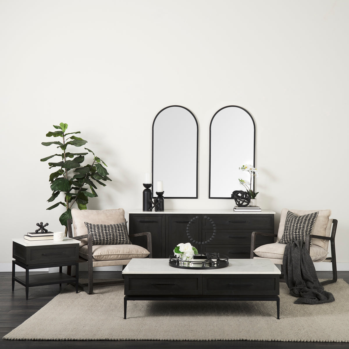 MERCANA DIVINA WHITE MARBLE TOP SIDE TABLE 69237