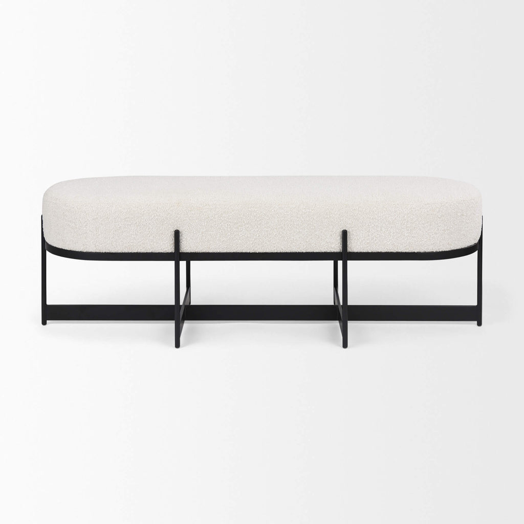 MERCANA AMELIA CREAM BOUCLE FABRIC BENCH 69836