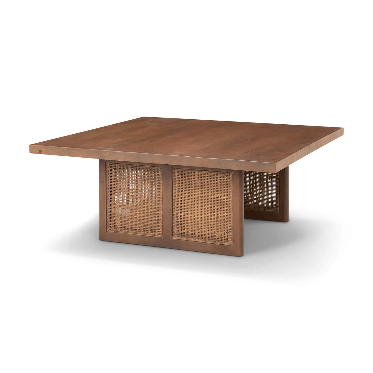 MERCANA GRIER MEDIUM BROWN WOOD WITH CANE COFFEE TABLE 69903