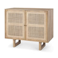 MERCANA GRIER LIGHT BROWN WOOD WITH CANE 2 DOOR CABINET 69909