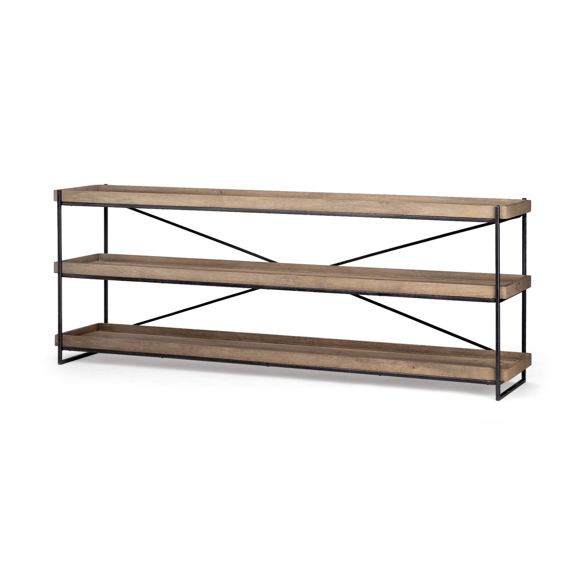 MERCANA TREY BROWN WOOD AND BLACK IRON CONSOLE 68217