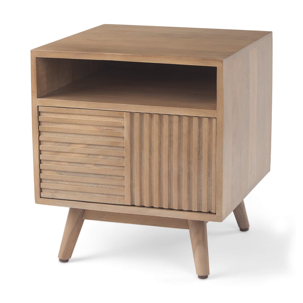 MERCANA SABLE LIGHT BROWN WOOD SIDE TABLE 69891