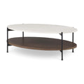MERCANA LARKIN 48" OVAL WHITE MARBLE TOP COFFEE TABLE 69978-AB
