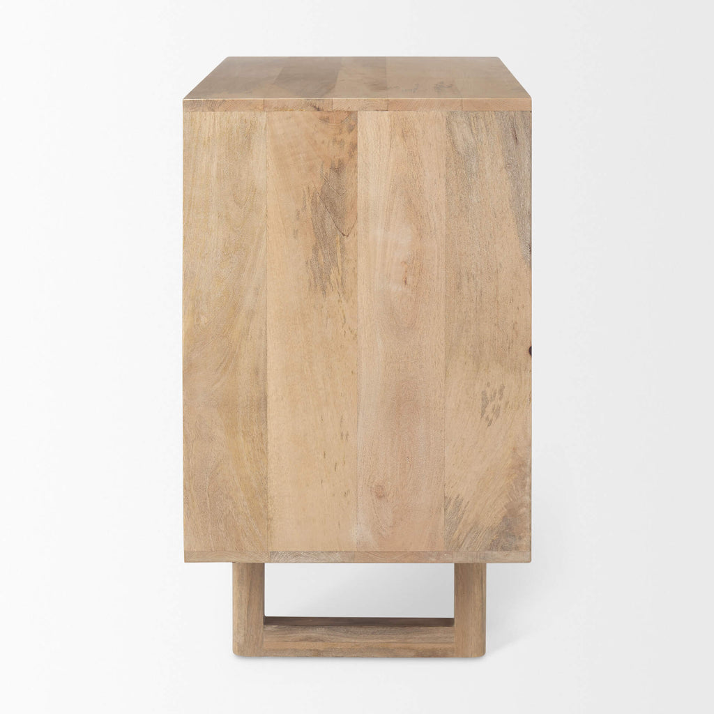 MERCANA GRIER LIGHT BROWN WOOD WITH CANE 2 DOOR CABINET 69909