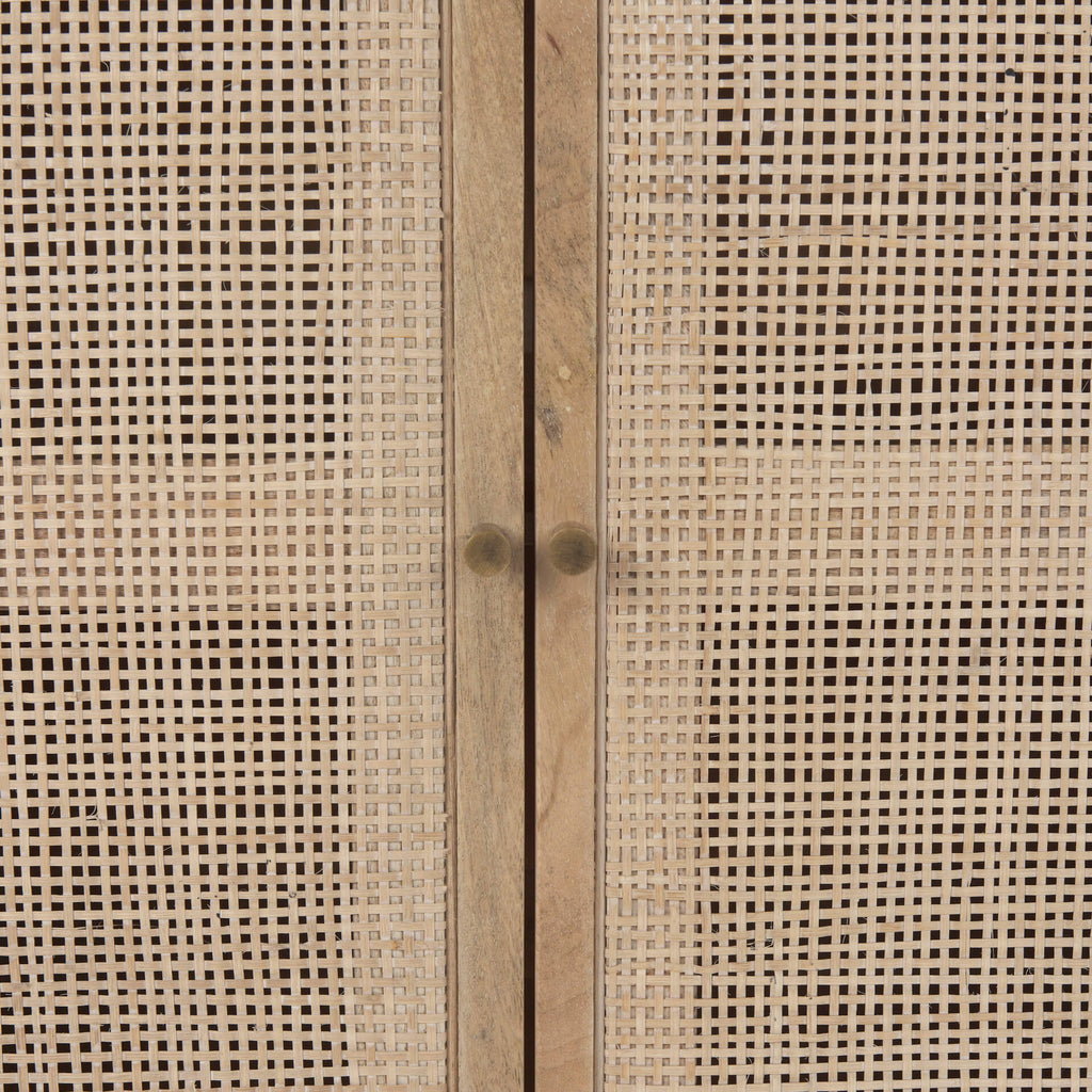 MERCANA GRIER LIGHT BROWN WOOD WITH CANE 2 DOOR CABINET 69909