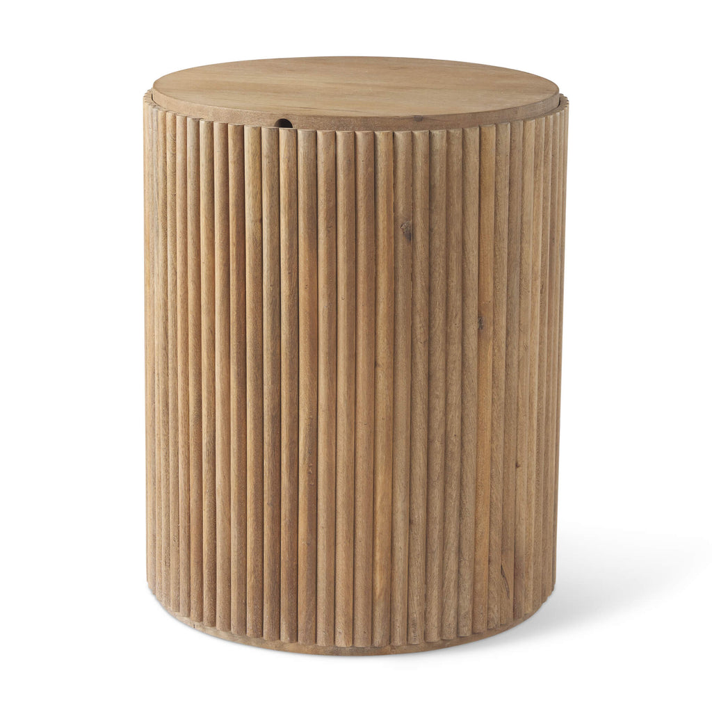 MERCANA TERRA LIGHT BROWN FLUTER SIDE TABLE 69882