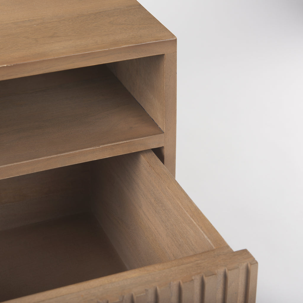 MERCANA SABLE LIGHT BROWN WOOD SIDE TABLE 69891