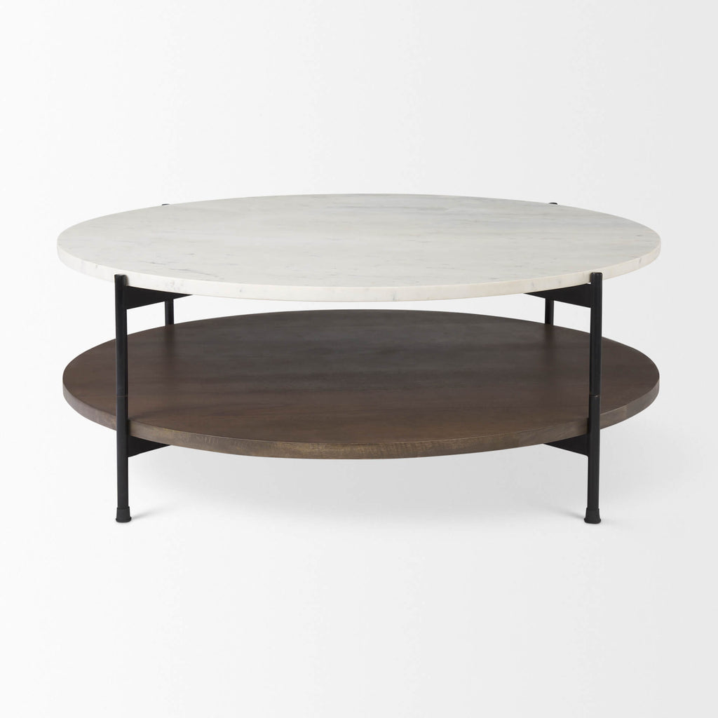 MERCANA LARKIN 42" ROUND MARBLE TOP COFFEE TABLE 69925-AB