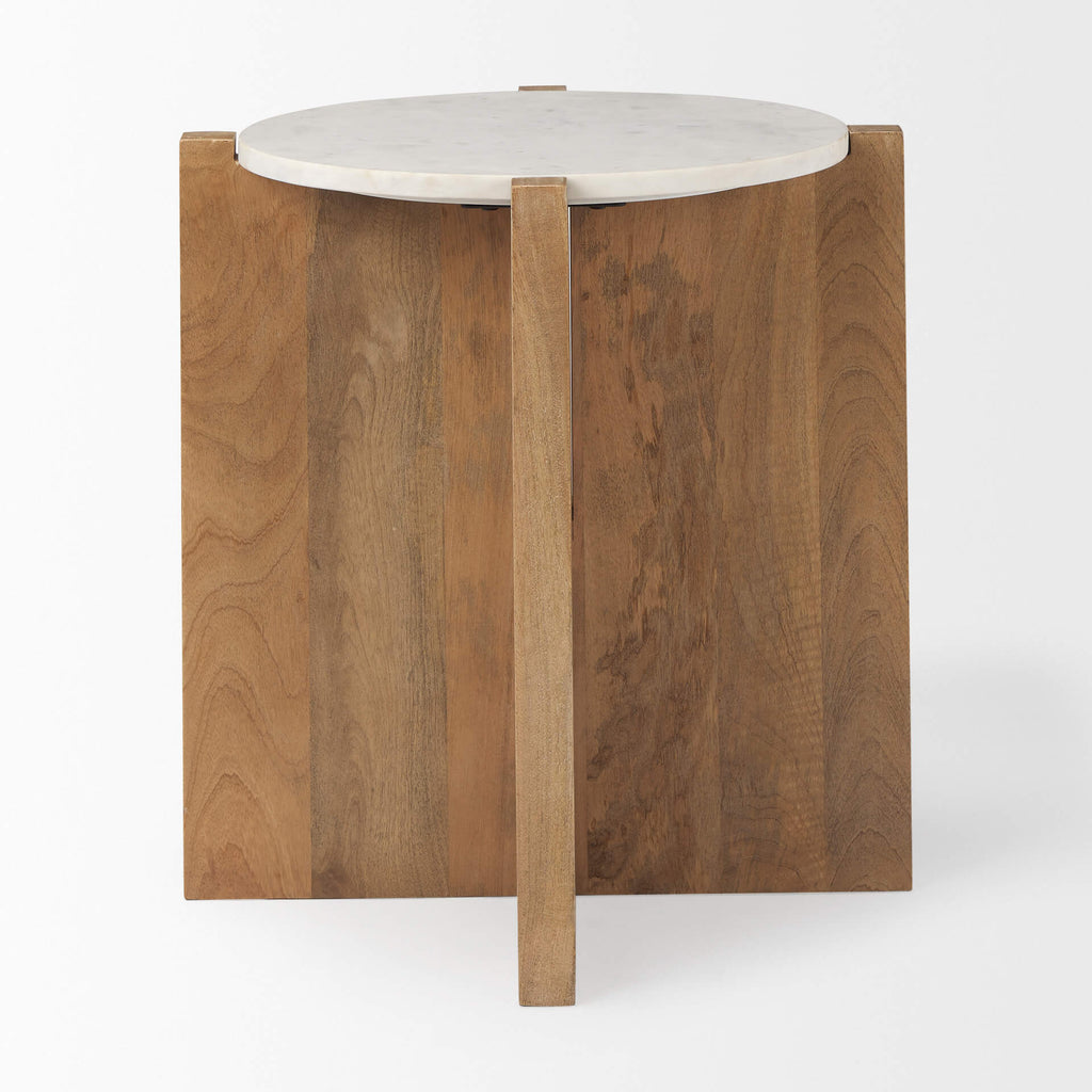 MERCANA  BIANCA MARBLE ROUND ACCENT TABLE 69914