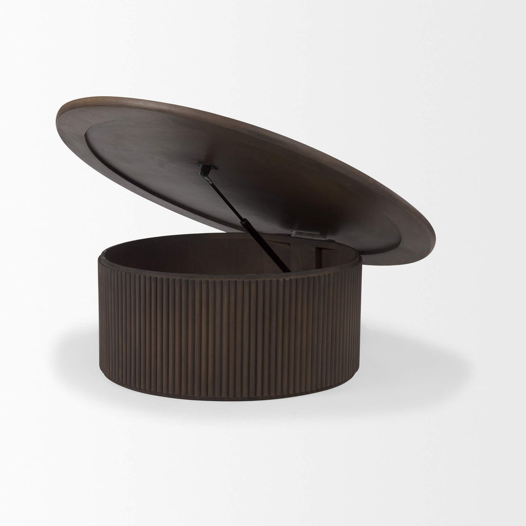 MERCANA TERRA DARK BROWN FLUTER ROUND COFFEE TABLE  69877