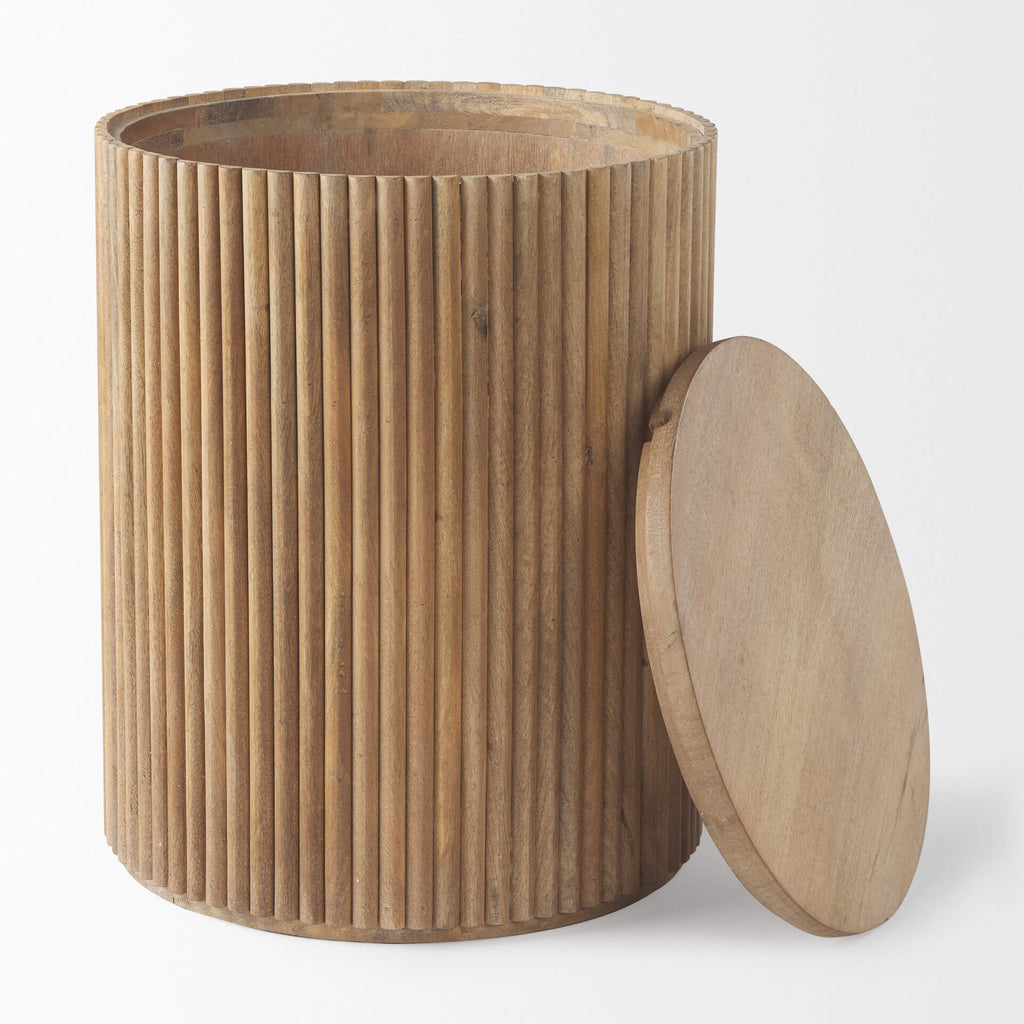 MERCANA TERRA LIGHT BROWN FLUTER SIDE TABLE 69882