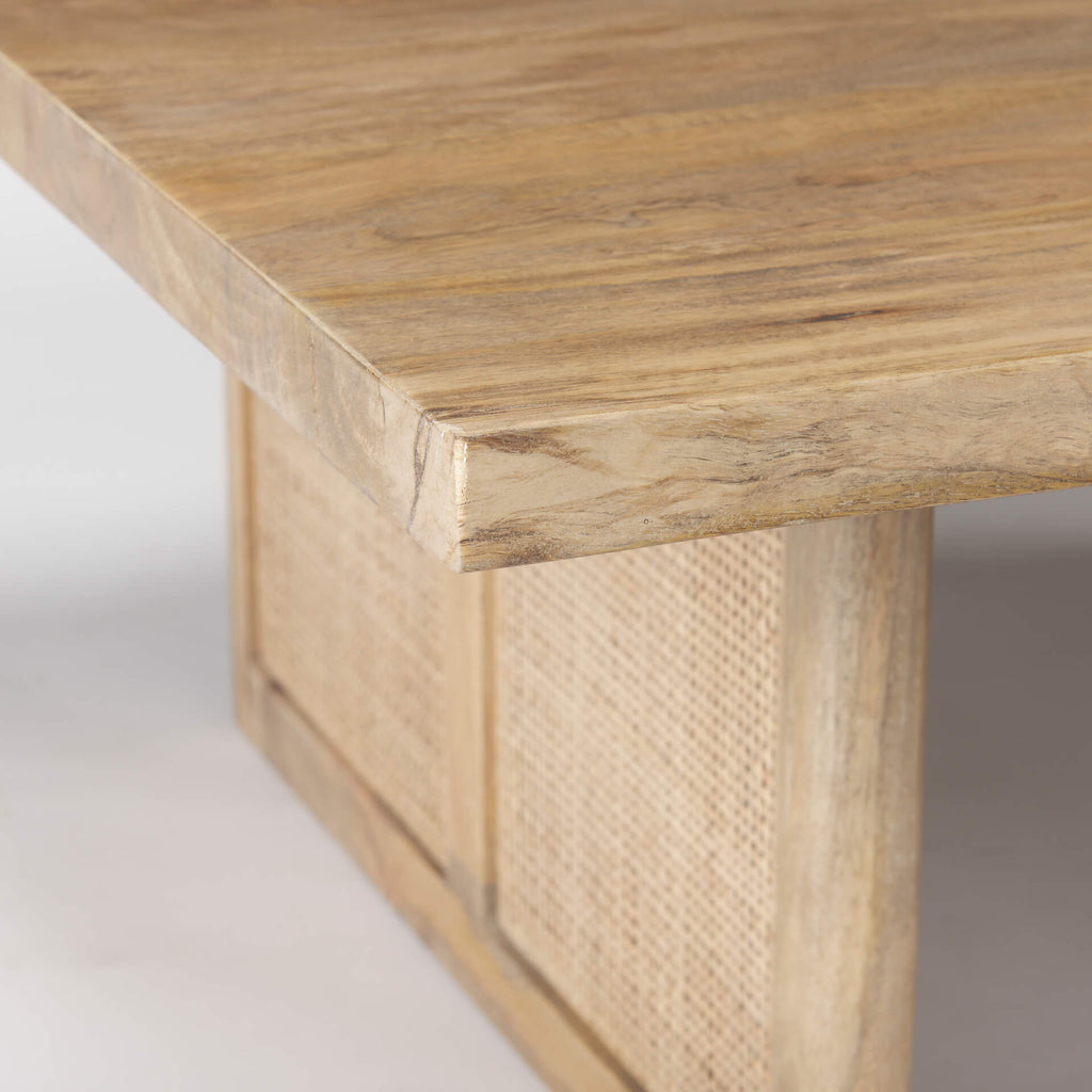 MERCANA GRIER LIGHT BROWN WOOD WITH CANE COFFEE TABLE 69902