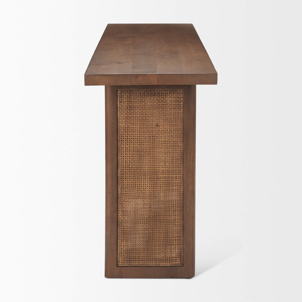 MERCANA GRIER DARK CONSOLE TABLE WITH CANE ACCENT 69906