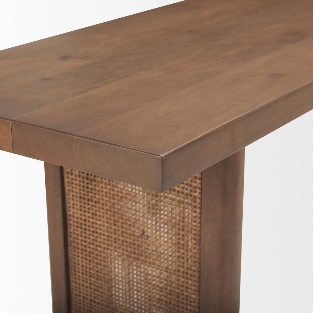 MERCANA GRIER DARK CONSOLE TABLE WITH CANE ACCENT 69906